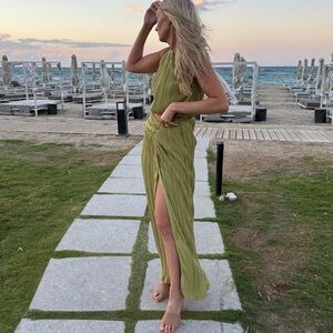 VICI 2 Piece Green Top & MIDI Skirt Set